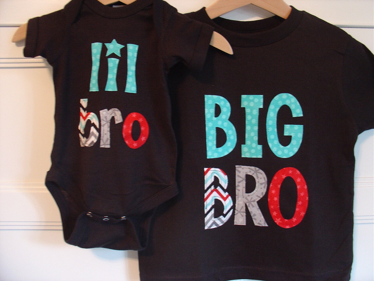 Big Brother Little Brother Matching Shirt and Onesie - Black, Celebration Chevron