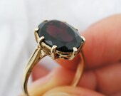 SUPER SALE Antique style garnet & 9k yellow gold ring only size US 7.25 (gr-9120). romantic gift for wife girlfriend, garnet jewelry