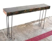 SALE ITEM... Console Table 52" Reclaimed Japanese Tsunami Ship Wood Beam Hairpin Legs