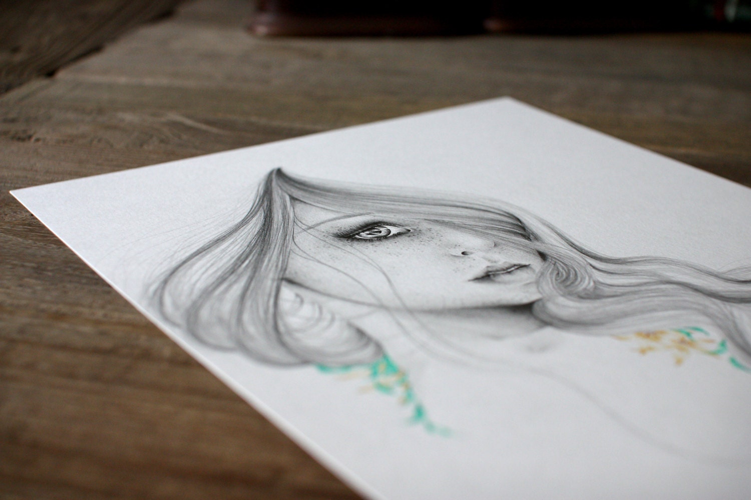 Pencil Drawing Fantasy Art "The Beauty Within" an Original Pencild Drawing  Fine art teamt