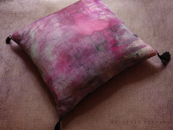Floor Cushion cover. Linen Pillow. Cover removable. Big pillow 29.5".. Pink / RETRO-MODERNE