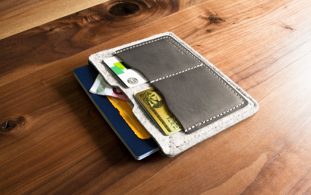 Alpha Passport Wallet in Concrete - Made in the USA - Handcrafted Organic Wool Felt