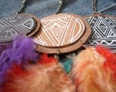 Dream Catcher Necklace - hand crafted leather pendant necklace, red feather necklace,