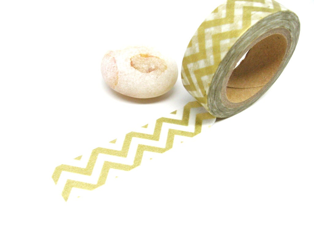 Gold Chevron Washi Tape, Metallic Gold Tape 15mm x 10m