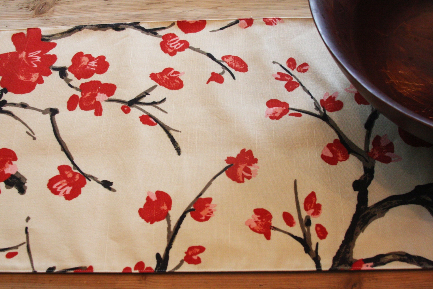 Dining Room Table Runner - FREE US SHIPPING - Cherry Blossoms