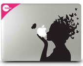 MACBook DECALS vinyl laptop stickers - Butterfly Girl - Wall Computer Geekery - Removable Decal 134