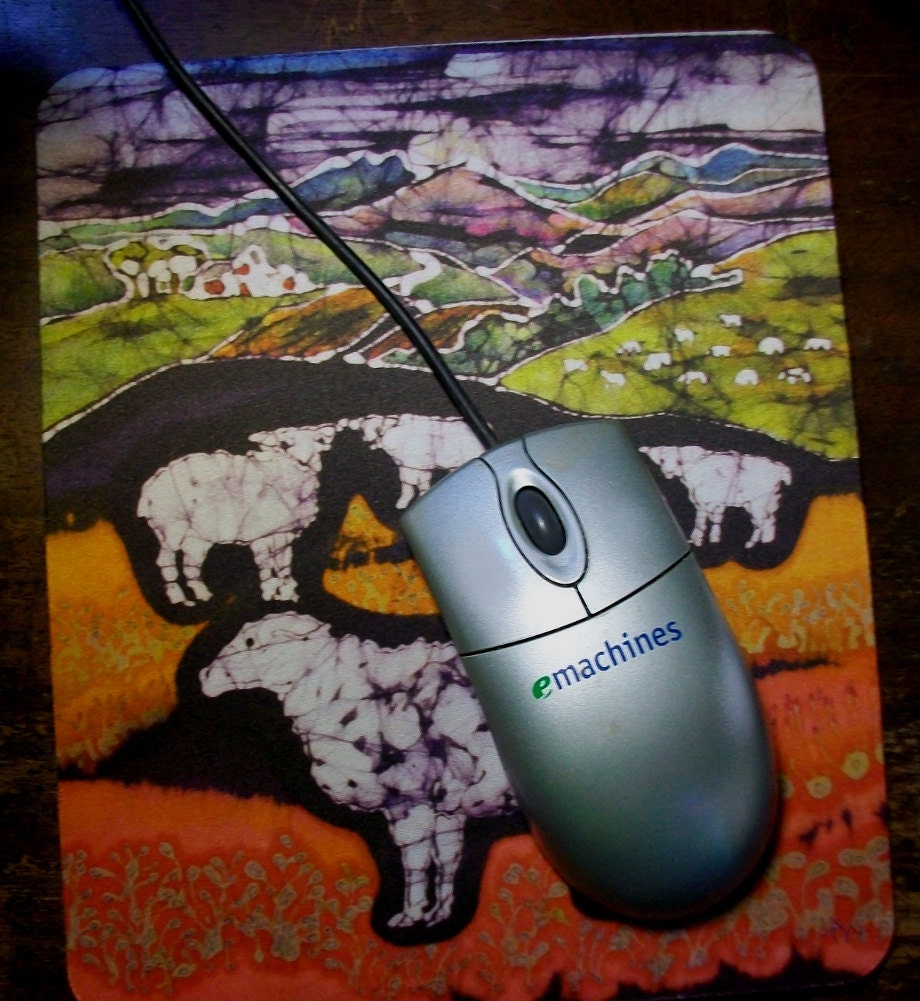 Mousepad 5 - Sheep at Midnight -  mousepad from original batik by Carol