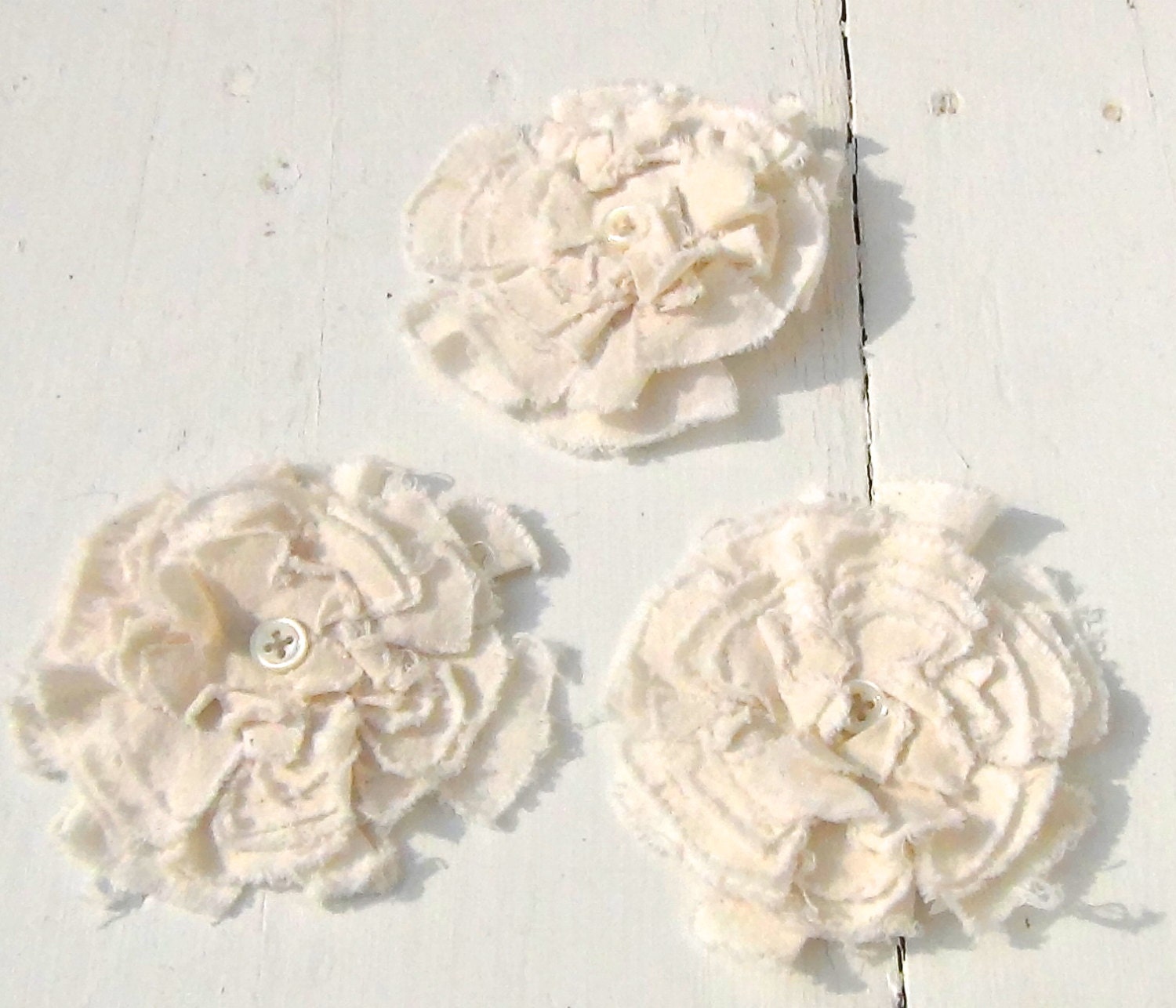 Muslin Flowers Shabby And Chic Tea Stained Rustic Handmade by GoHeyJudy