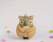 Wise Owl Pendant, hand sculpted jewelry for bird lovers