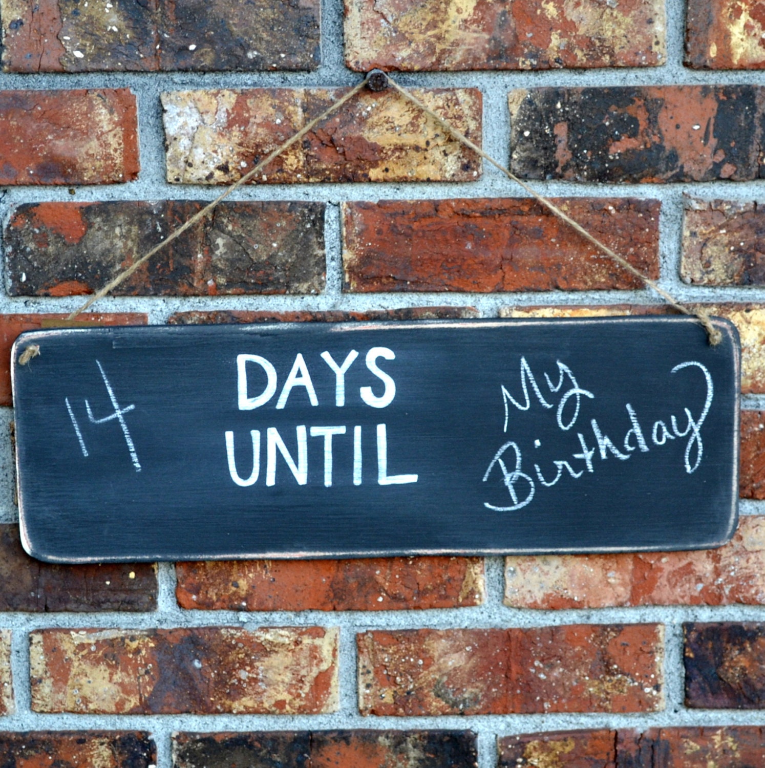 Wooden "Days Until" Countdown Chalkboard Sign - Hanging, Distressed