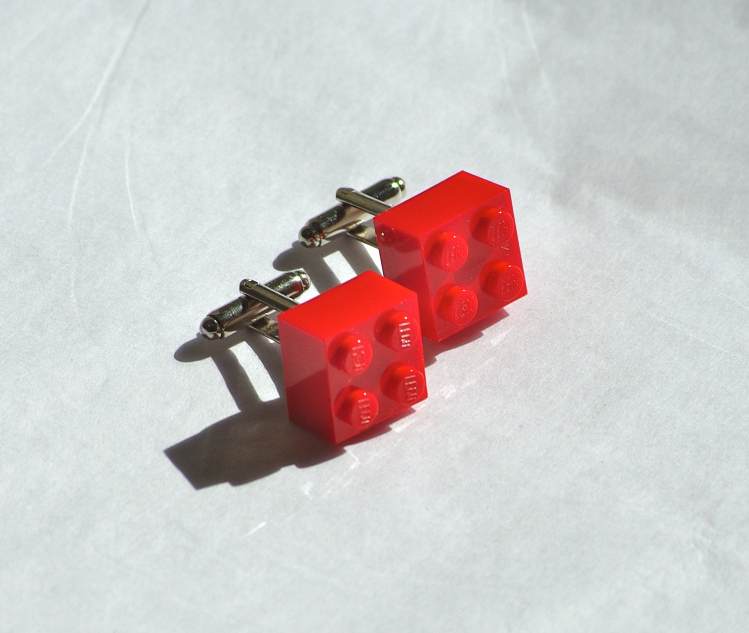 Cufflinks Red Brick Cuff Links Building Block geeky boyfriend hubby anniversary handmade upcycled recycled toy