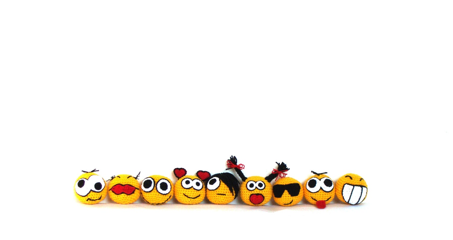Crochet amigurumi smiley faces - full set - crochet balls, crochet toy