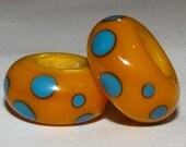 50% Off Handmade Lampwork Glass Beads Big Hole  Round Pair