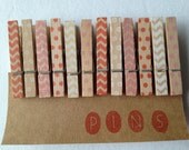 Mini Clothespins "VALENTINES" - Set of 12 Handstamped Clothes Pins