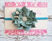Flower Baby Headband - Green baby Headband Baby - Baby headbands - 8 colors To choose from - Skinny Elastic - Infant Headband