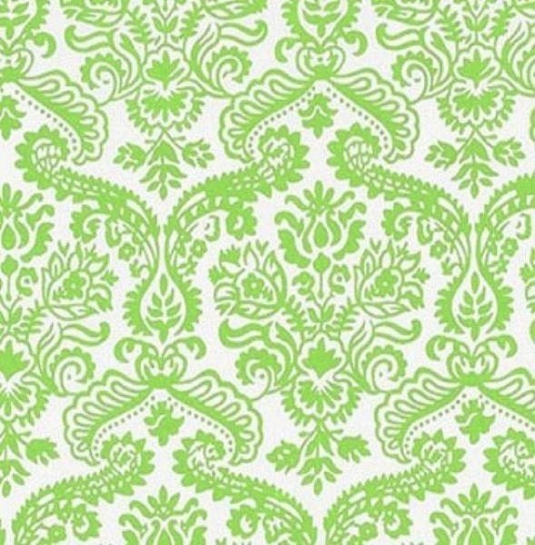 Fabric 1 Yard DAINTY DAMASK Celery Lime Kiwi Filigree Scrolls Michael Miller Quilting Sewing
