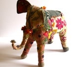 vintage patchwork indian elephant made from old embroidered textiles