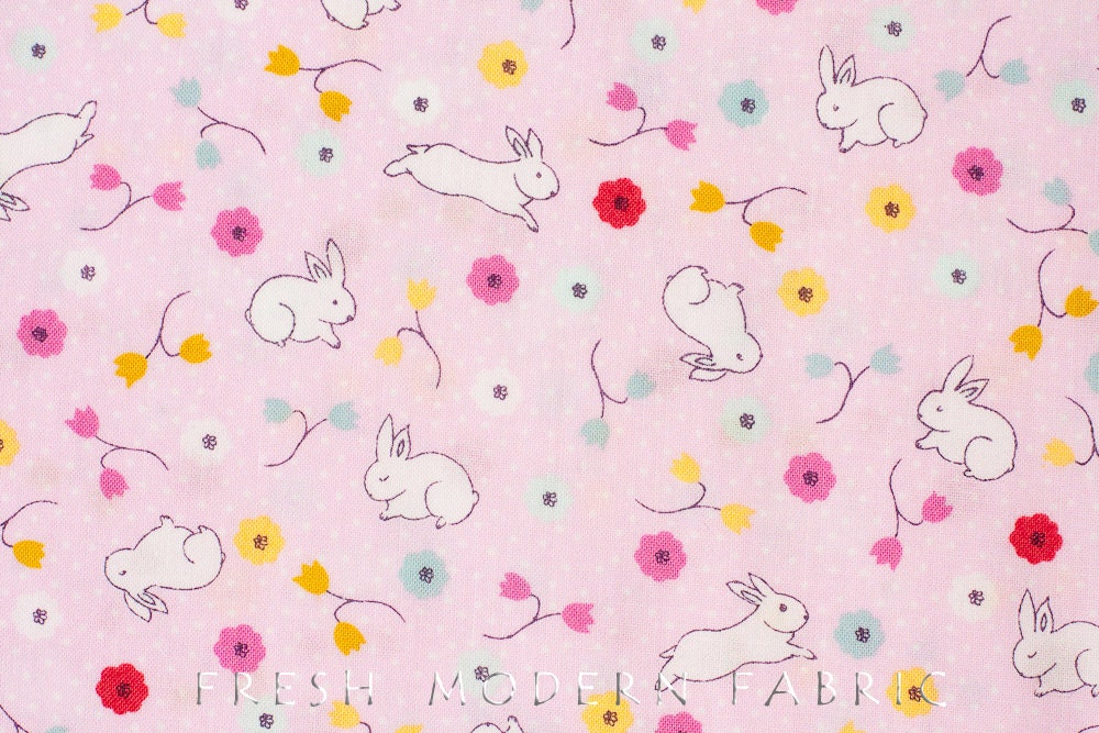 Half Yard Posy Bunnies in Foxglove, Aneela Hoey, Moda Fabrics, 100% Cotton Fabric
