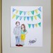custom couple portrait with banner - personalized watercolor - original illustration