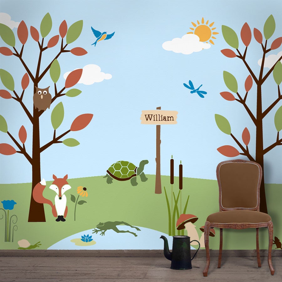 Tree Wall Stencils, Forest Wall Mural for Girls Room Mural, 29 LARGE Forest Wall Stencils