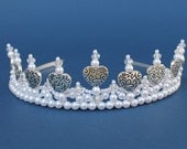 Silver Hearts, Crystal and Pearl Tiara