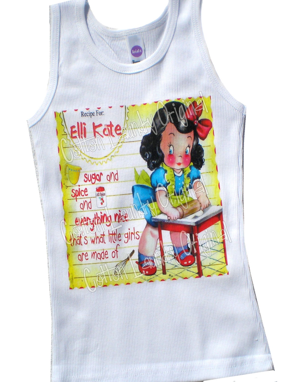 Recipe Childrens tshirt, tank or onesie...Sugar and Spice Recipe Personalized....Ooak