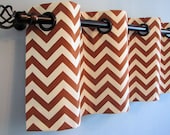 Decorative Designer Custom Grommet Valance Rust and Natural Chevron Zig Zag 50 x 15