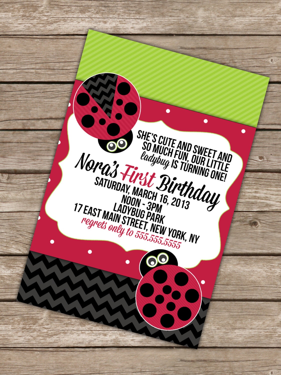 ON SALE! Ladybug Birthday Invitation (Printable Digital File) Il_570xn