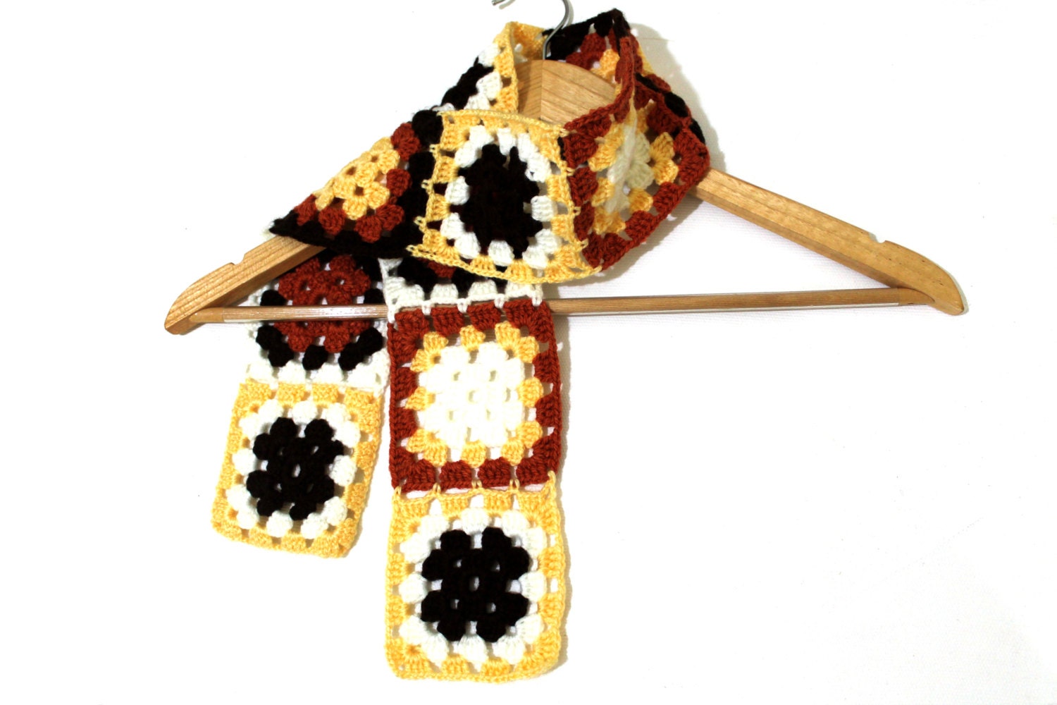 Granny Square Scarf / Brown Color / Handmade  / Valentines day / Mother's Day Gift