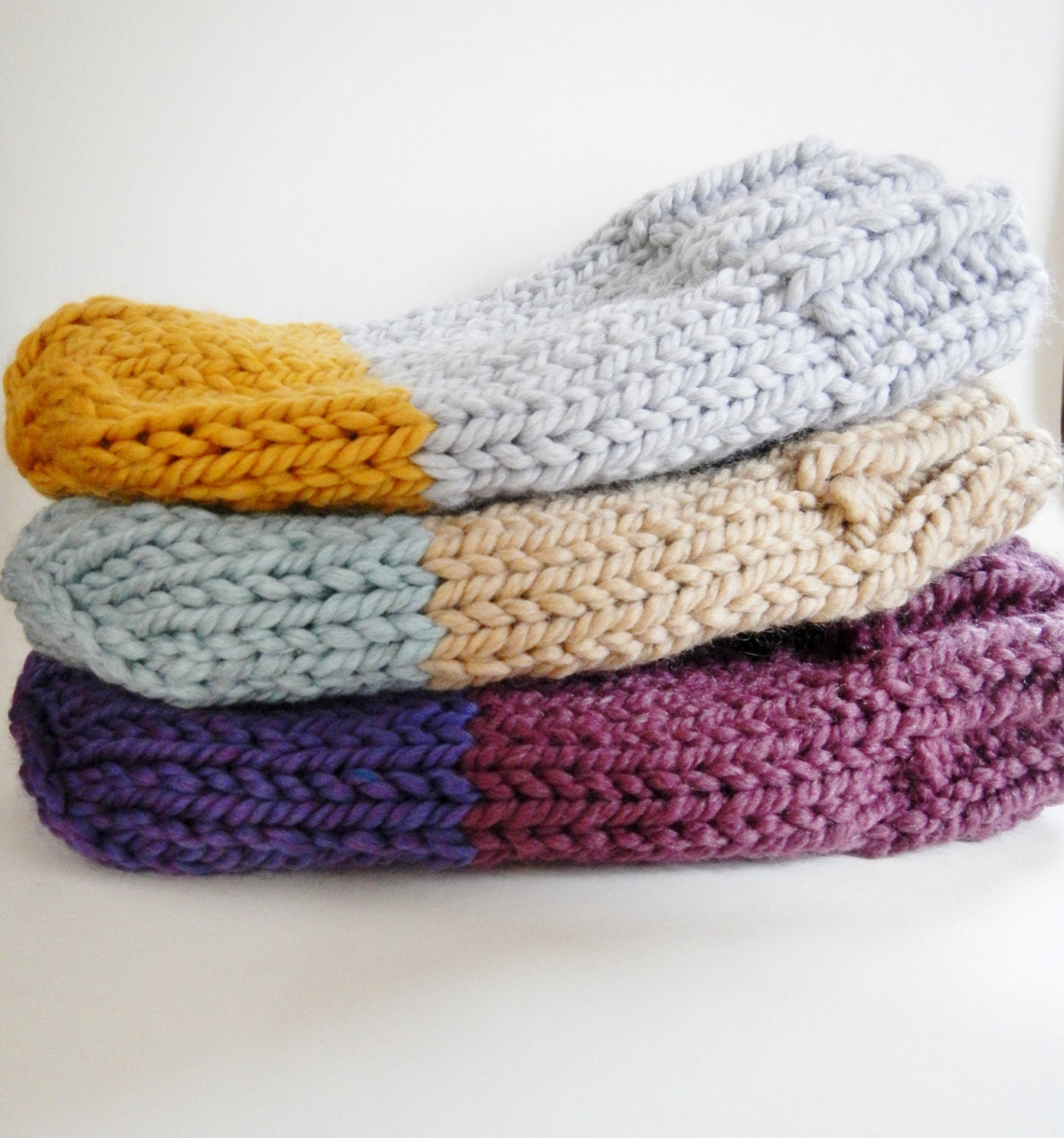 Slouchy Beanie / Knit Hat - Color Block - CHOOSE Your Colors - My Fair Lady by Lit Knits