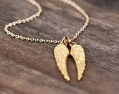 Luxe Angel Wings Gold Necklace / 24K Gold Vermeil Wings on 14K Gold Filled Chain