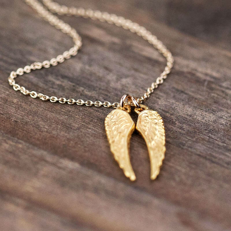 Luxe Angel Wings Gold Necklace / 24K Gold Vermeil Wings on 14K Gold Filled Chain