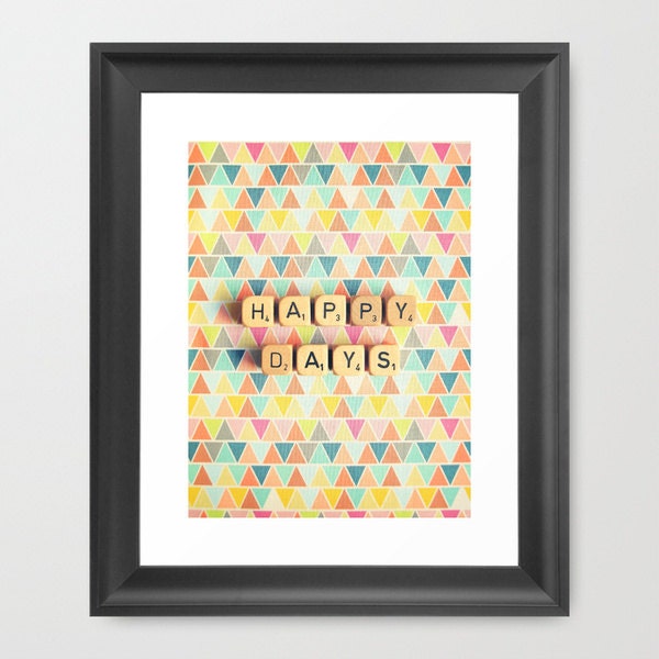 Happy Days. Fine Art Photography. Home Décor. Scrabble Blocks. Geometric. Triangles. Size 5x7". READY-TO-SHIP