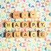 Happy Place. Geometric Print. Vintage Word Dice. Scrabble. Rainbow Pinwheels. Neon Color. Summer Home Décor. Fine Art Photography. Size 5x7