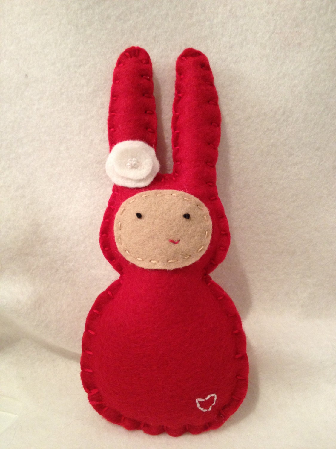 Sweet Little Mini Bunny--pocket pal in red an white 