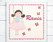 Girl with Flowers- Canvas Art - Original acrylic Painting on Canvas - Made to Order - Wall Decoration - Wall Hanging
