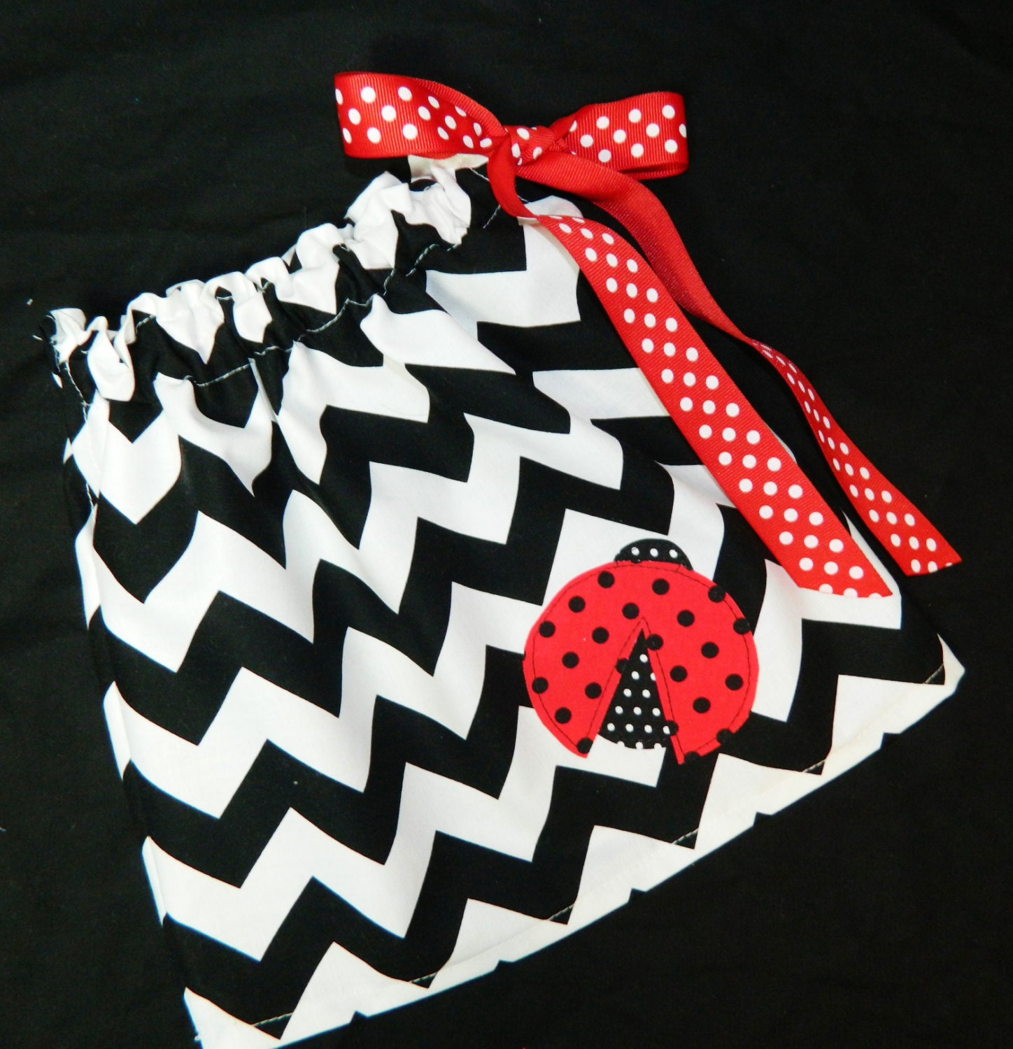 Summer girl, toddler, designer baby black, white chevron fabric pillowcase dress red ladybug sizes NB 3m 6m 12m 18m 2T 3T 4T 5T 6 7 8 10 12