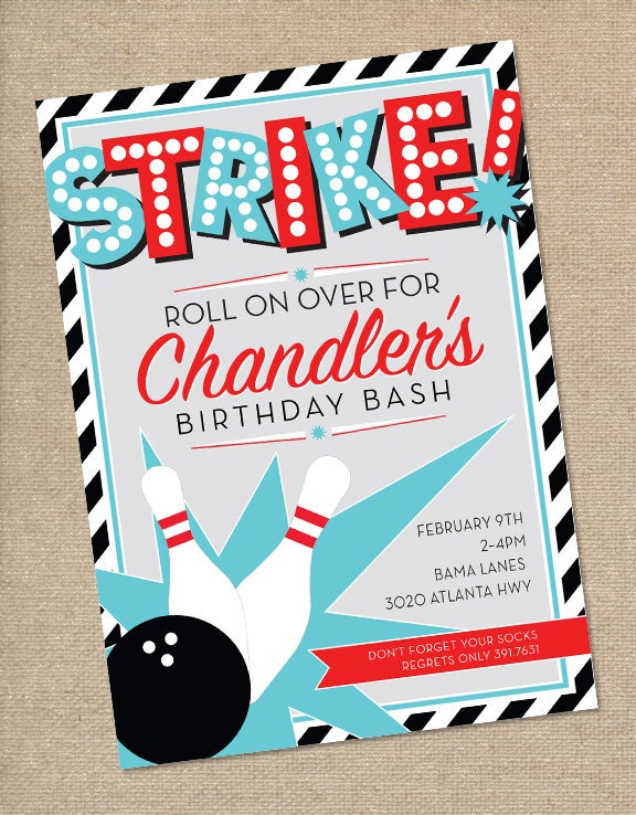 Bowling Birthday Party Invitation