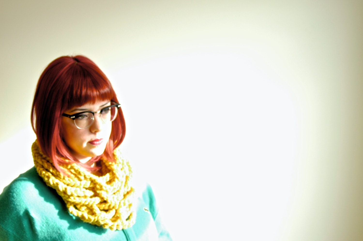 Crocheted Yellow Cowl, Chain Warmer, Infinity Scarf, Cowl (The Chain Warmer in Citron)