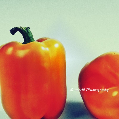 Orange BellPepper 8"x8" Retro Fine Art Wall Decor Food Photograph For Modern Cafe Bar Pub Hotel Restaurant Home Office
