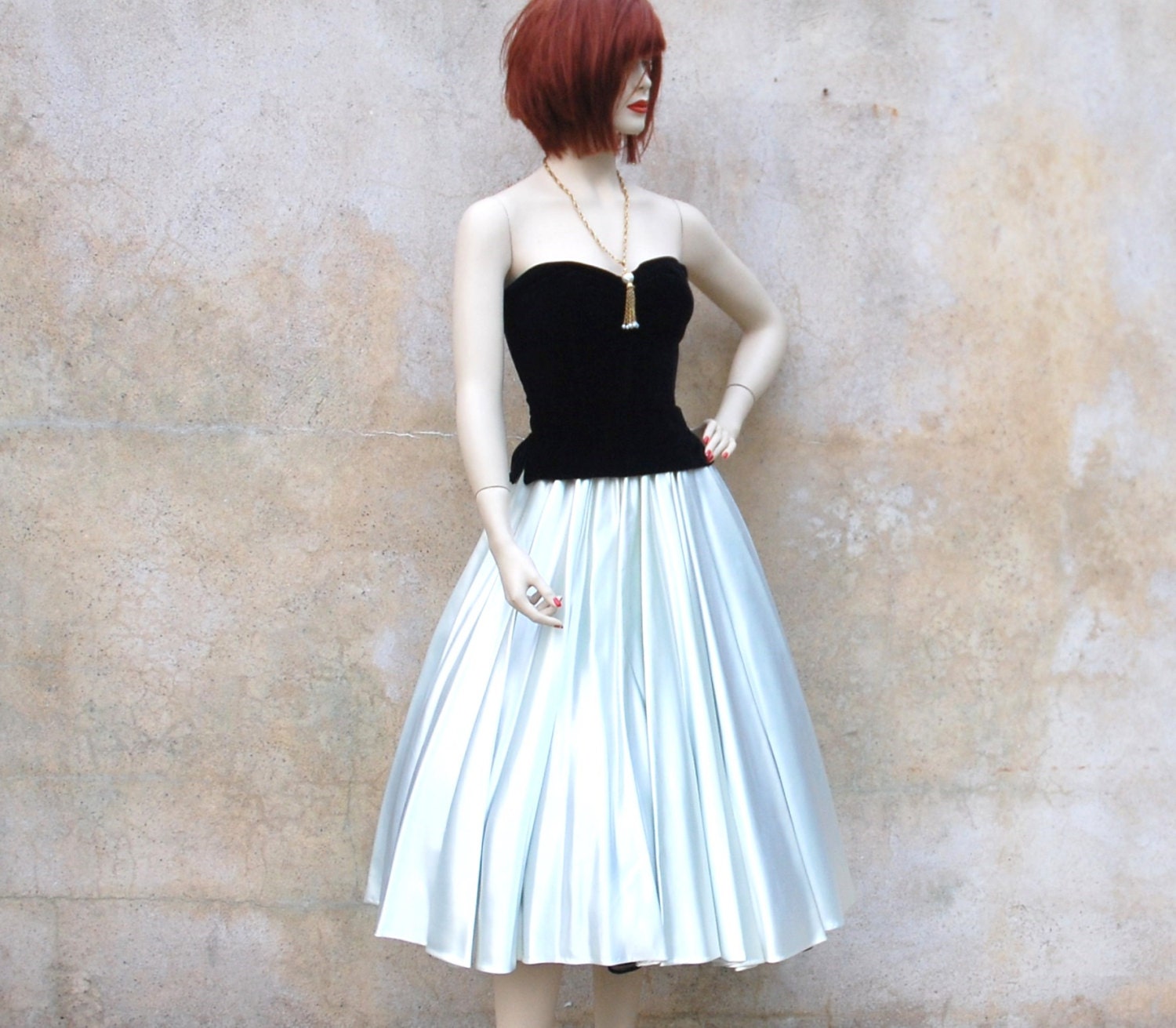 1950s iridescent satin circle skirt- 50s full swing cocktail skirt- small