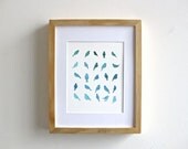 Fine Art Print 8 x 10- Birds of a Feather Bluebird art Turquoise Blue & Green watercolor - archival print signed