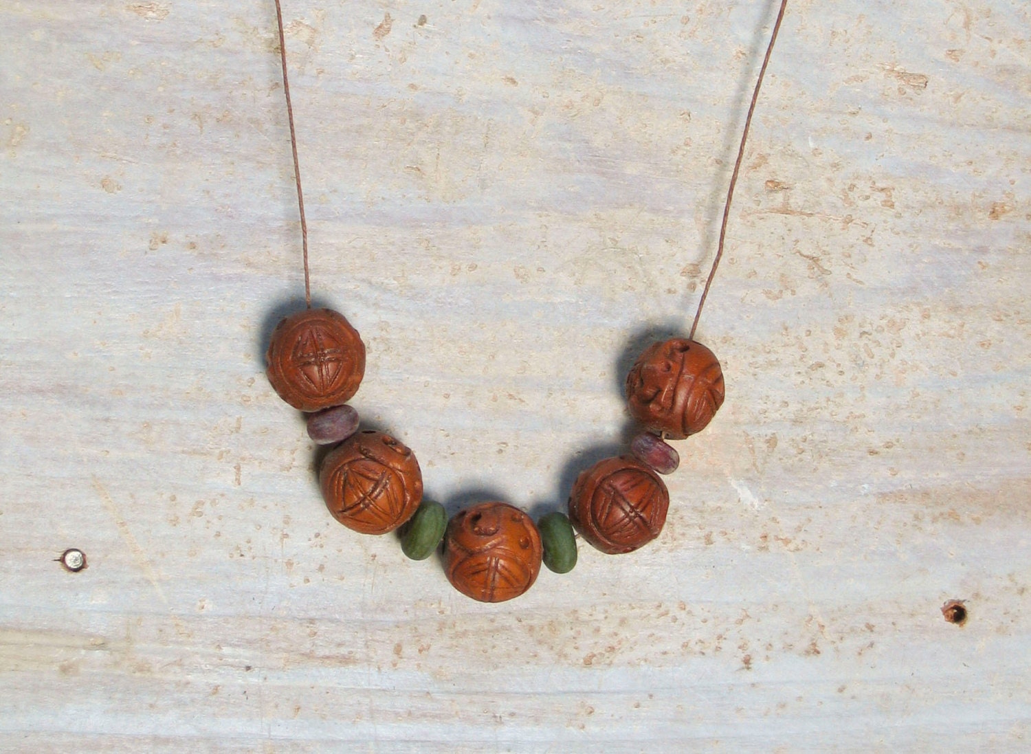 Wood Necklace Tribal Boho Brown Earthy Long Necklace Southwestern Eco