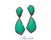 Diamond & Chrysoprase Earrings