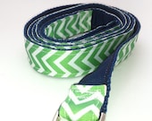 Chevron Dog Leash Green Chevron Lined in Navy Blue