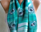Peacock - Infinity Scarf Shawl Circle Scarf Loop Scarf  Gift -fatwoman