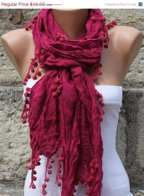 BIG SALE Crimson Glory - Women Shawl Scarf - Cowl Scarf Long Scarf - fatwoman