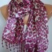 Leopard  Women  Scarf -  Leopard Scarf Cowl - Shawl  with Lace Edge