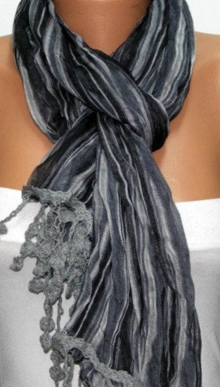Father's Day Gifts  -  Gray Men Scarf - Shawl Scarf -  Cowl by Fatwoman