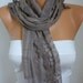 Beige  Shawl Scarf -  Cotton - Lace Scarf Cowl  - Bridesmaid Gift for her mom - fatwoman